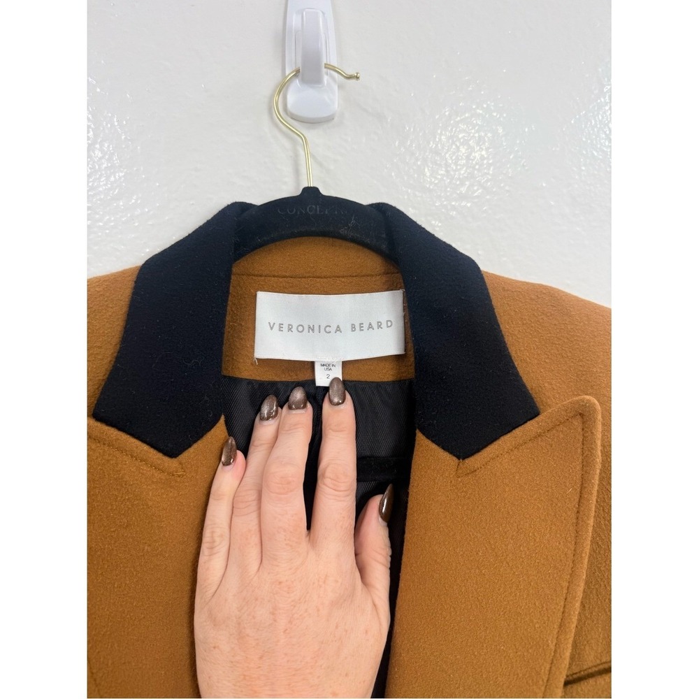 Veronica Beard Chesterfield Dickey Camel Wool Cashmere Long Coat Size 2 - Picture 4 of 10